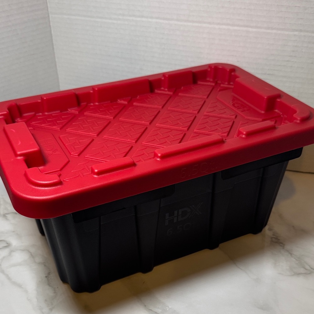 HDX Mini Bin. Red/Black Storage Tote. New.